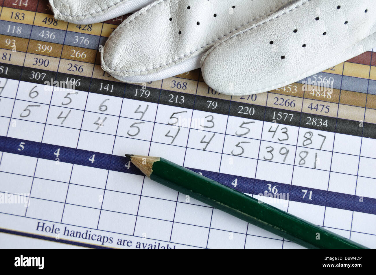 Golf scorecard / score card Stock Photo