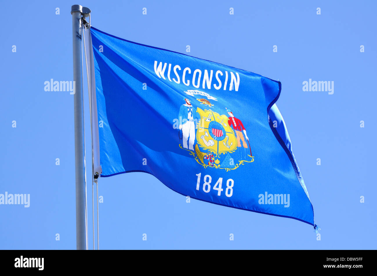 Wisconsin state flag, USA Stock Photo Alamy