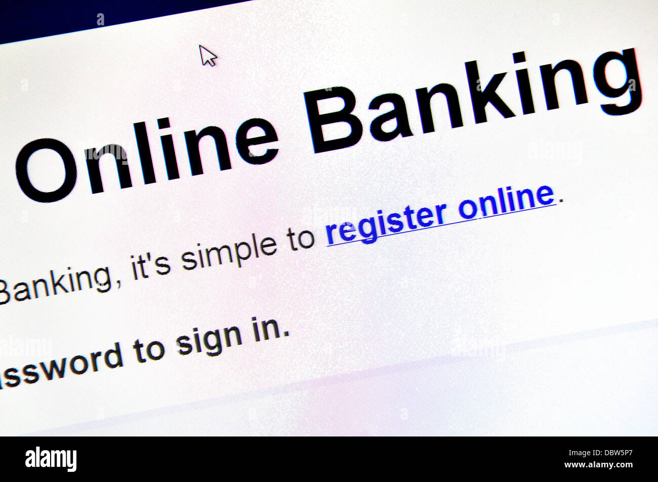 Computer screenshot - Internet. Online banking Stock Photo