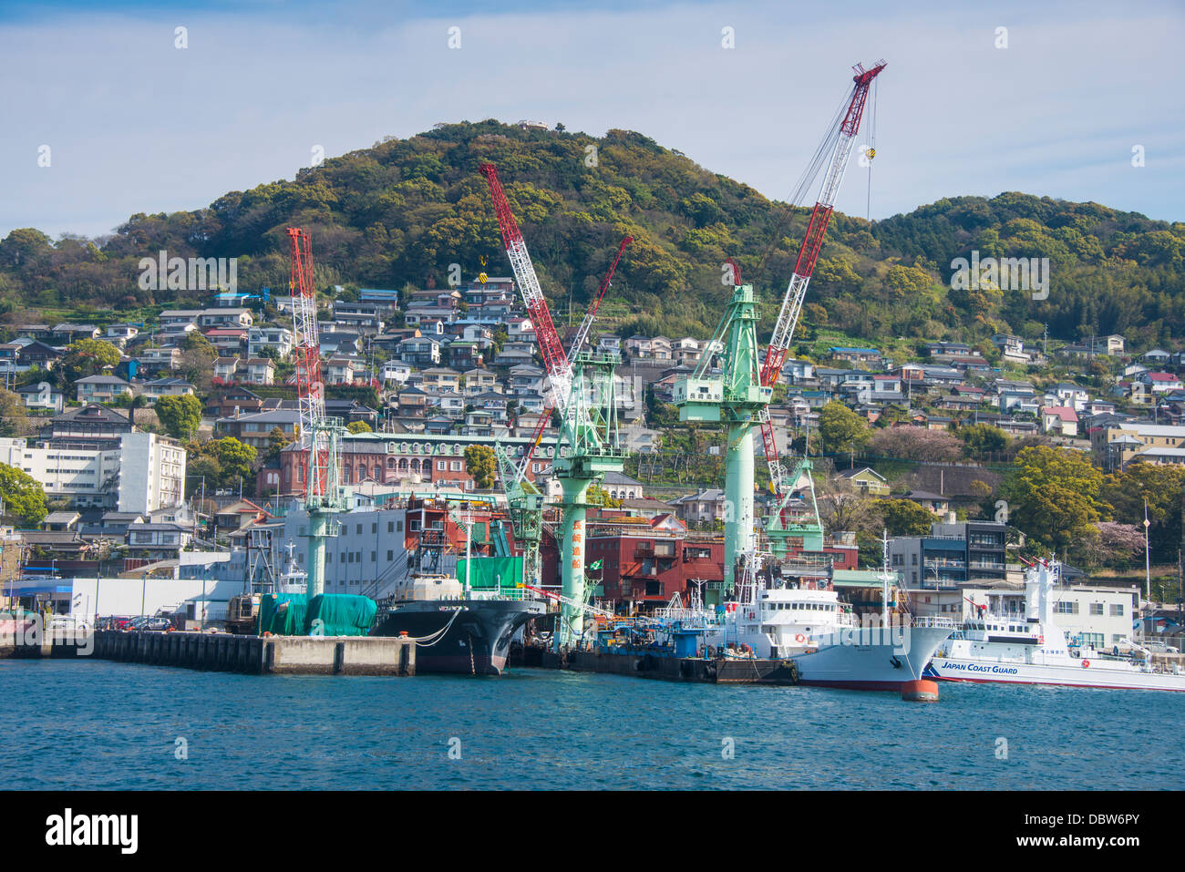 Wharf in the harbour of Nagasaki, Kyushu, Japan, Asia Stock Photo - Alamy