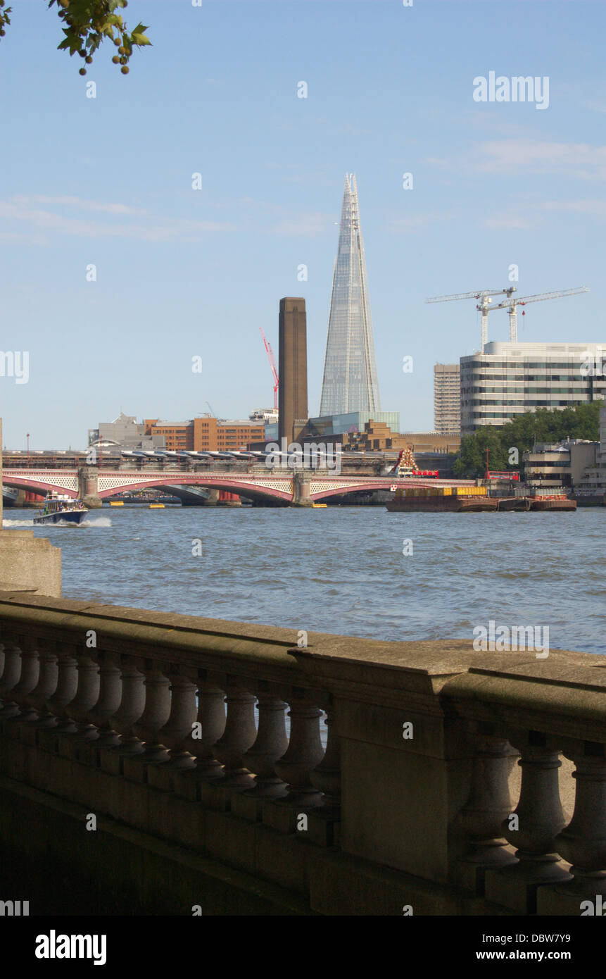 South Bank skyline from Victoria Embankment in London, England Stock Photo