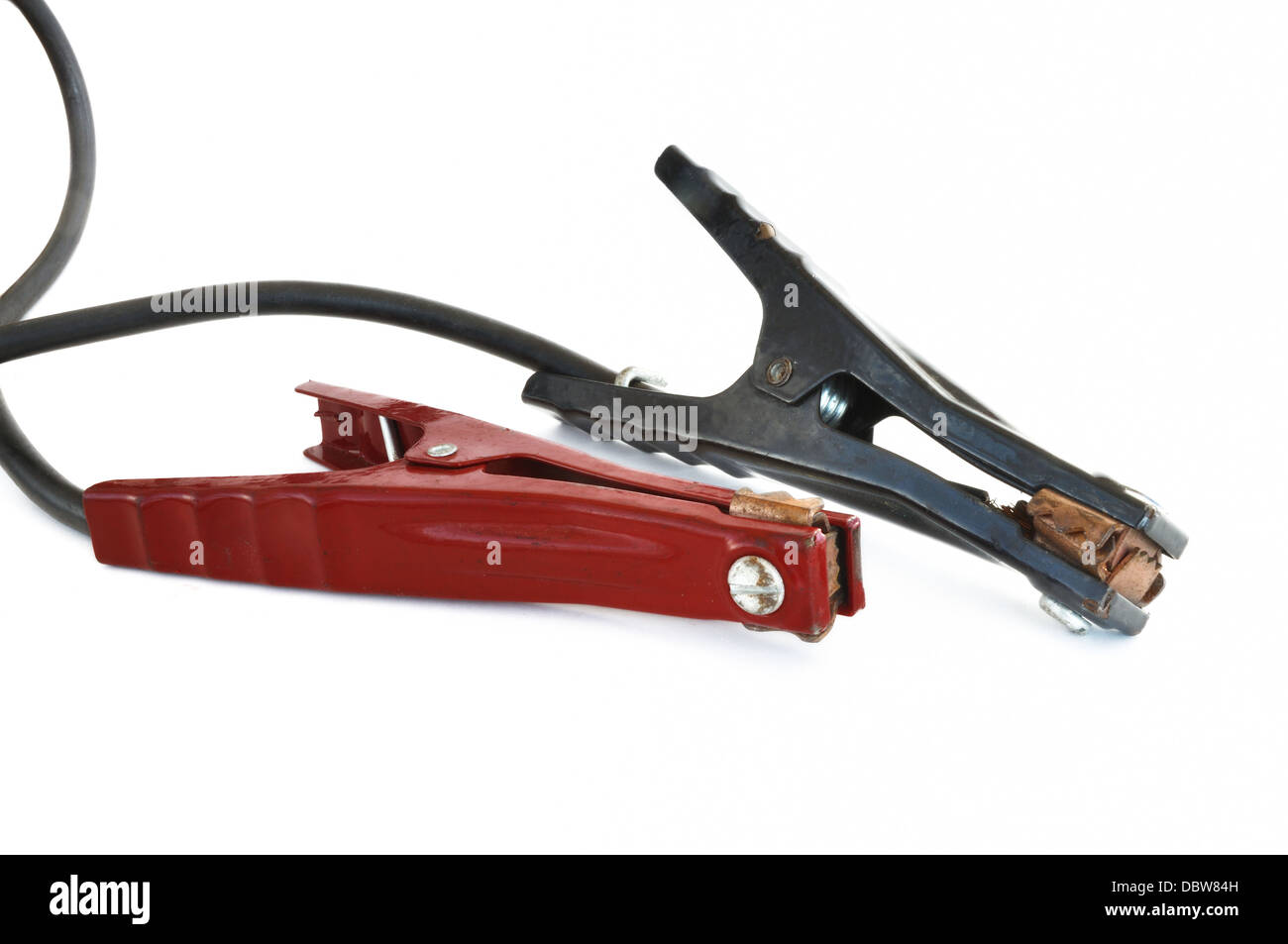 Jump leads / Jumper cables on a white background Stock Photo Alamy