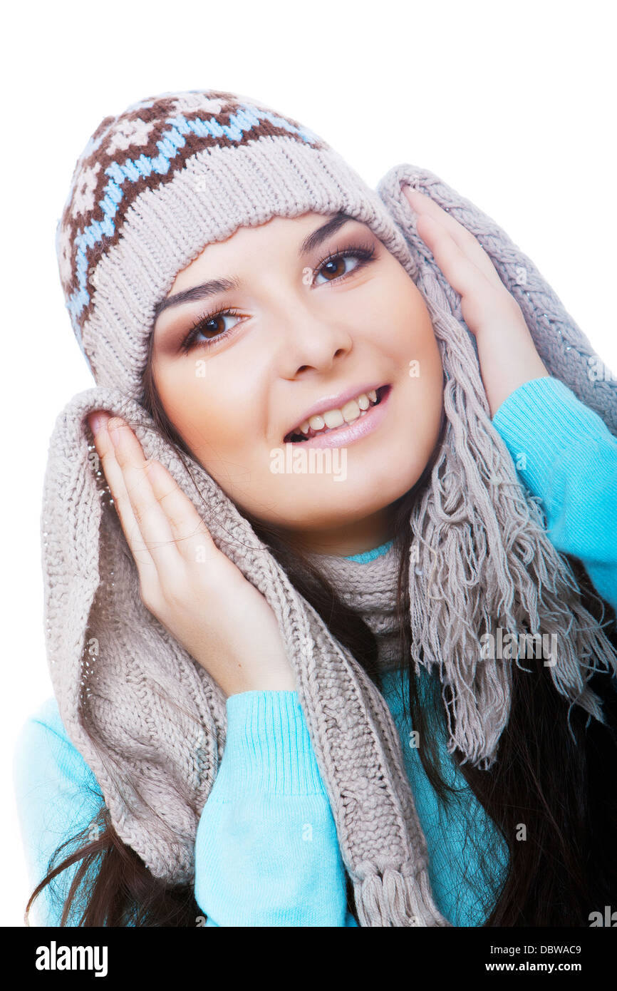 Woman face smiling winter hi-res stock photography and images - Alamy
