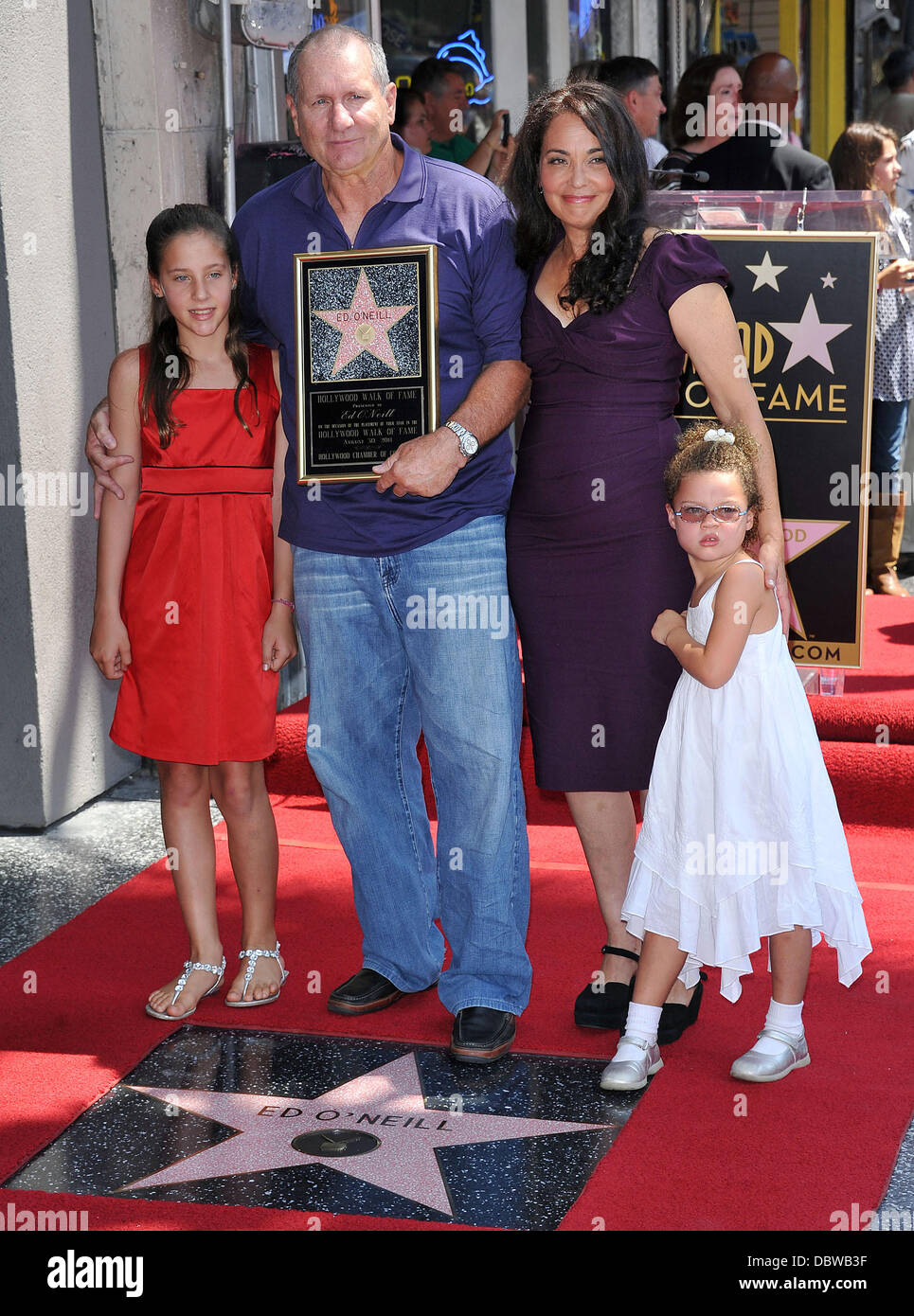 Ed O'Neill, Catherine Rusoff, Sophia O'Neill and Claire O'Neill  Ed O'Neill is honoured with a star on the Hollywood Walk of Fame, held on Hollywood Boulevard Los Angeles, California - 30.08.11 Stock Photo