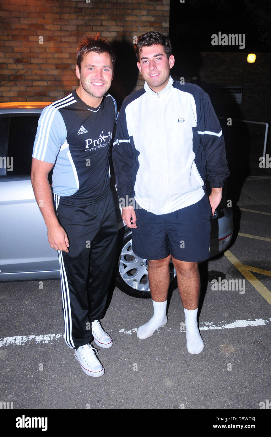 Mark Wright and James Argent from 'The Only Way Is Essex' attending a celebrity football match between Essex United FC and Bowers FC Pitsea, Essex - 01.09.11 Stock Photo
