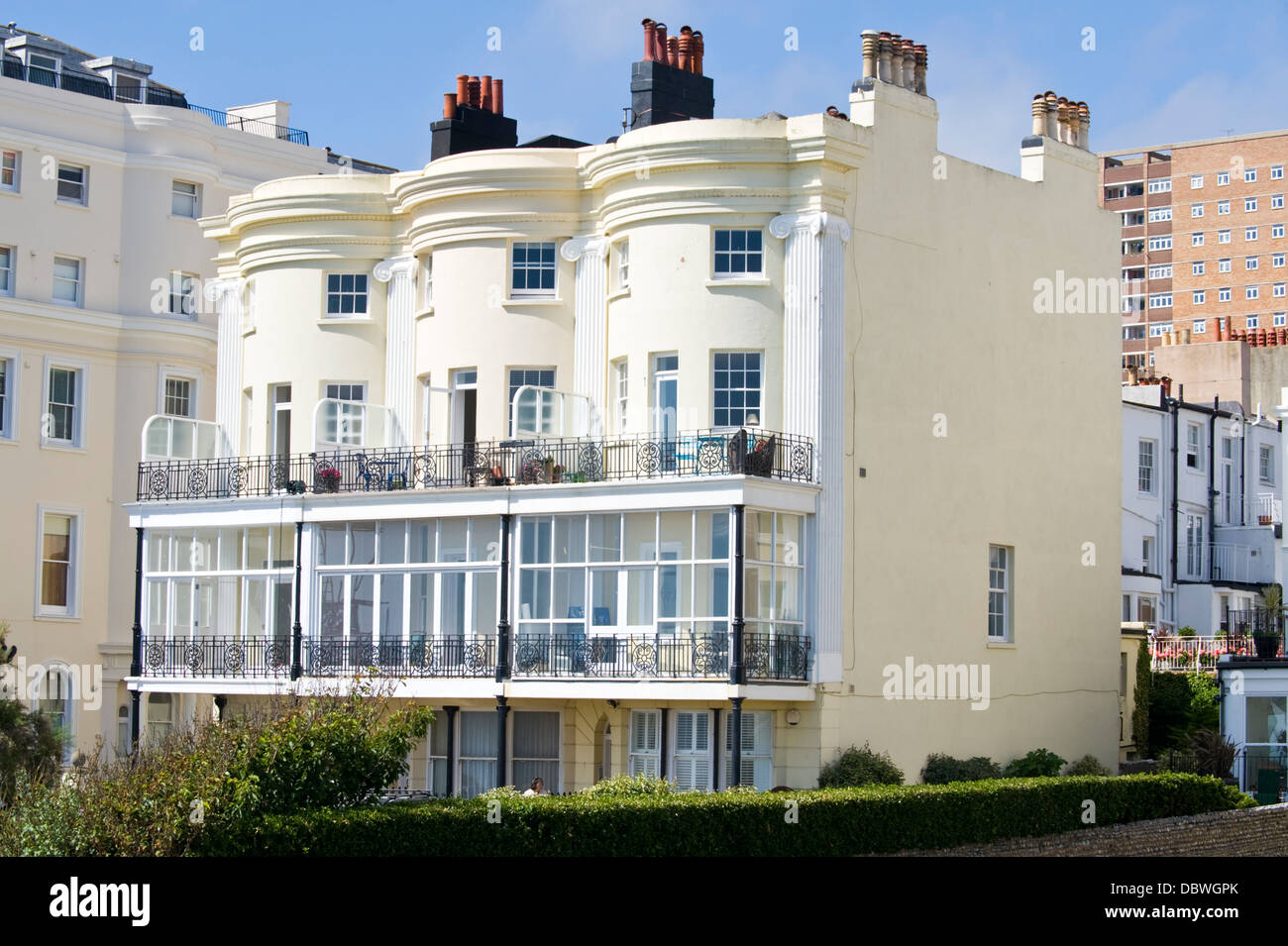 Exterior of Regency townhouses on Marine Parade Brighton East Sussex England UK Stock Photo