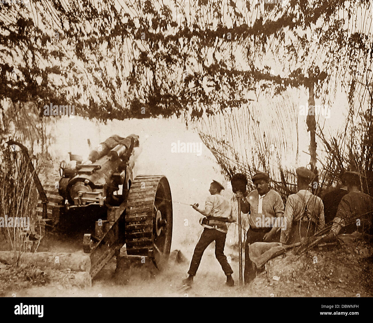 A Heavy Howitzer in France during WW1 Stock Photo