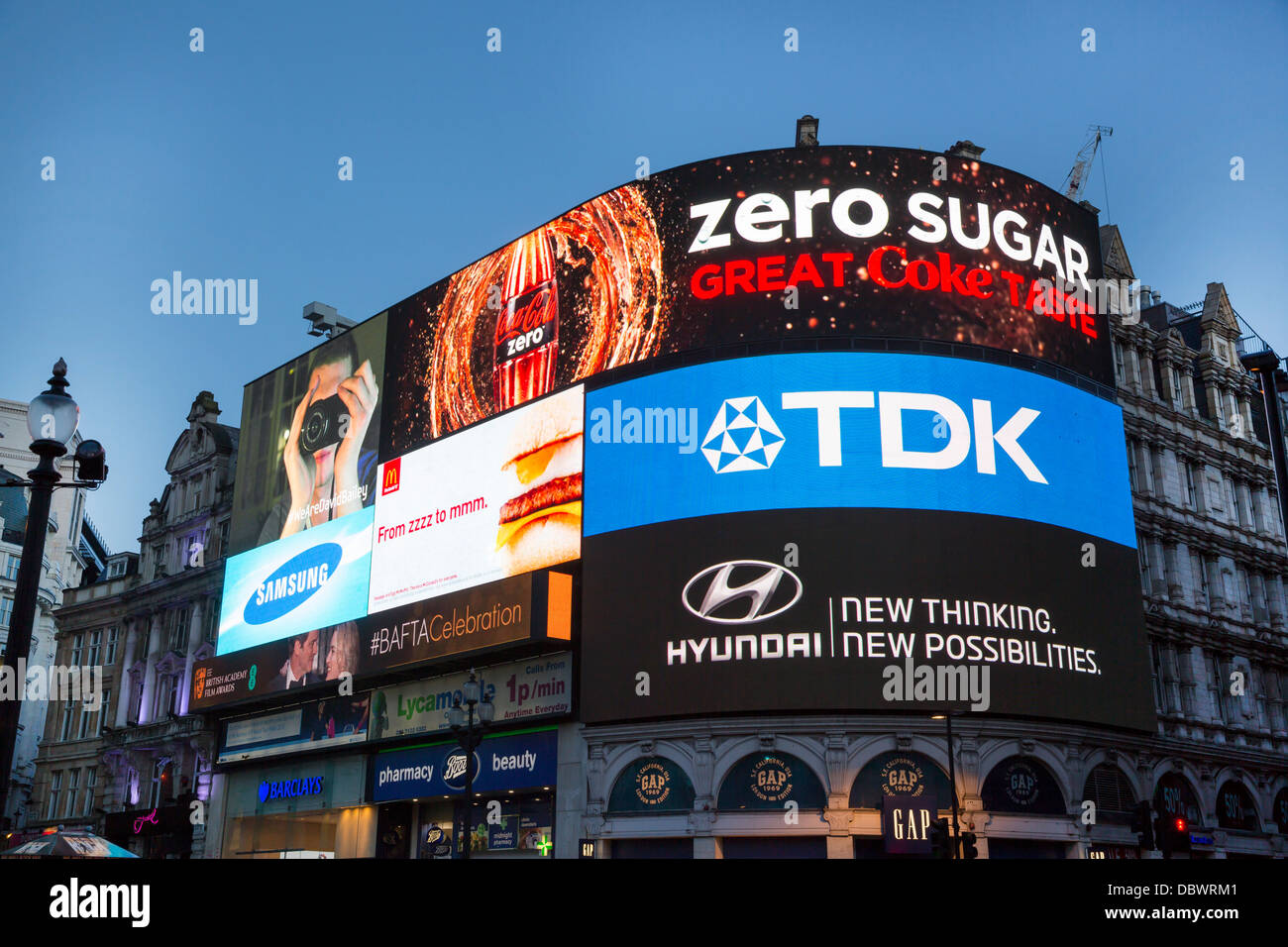 Advertising signs in Piccadilly Circus, London UK Stock Photo