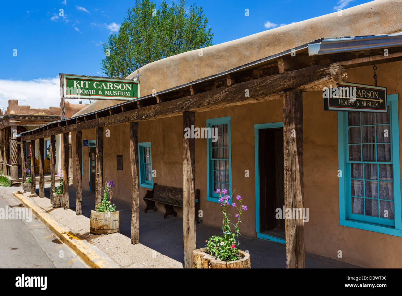 The historic Kit Carson Home and Museum, Kit Carson Road, Taos, New Mexico, USA Stock Photo