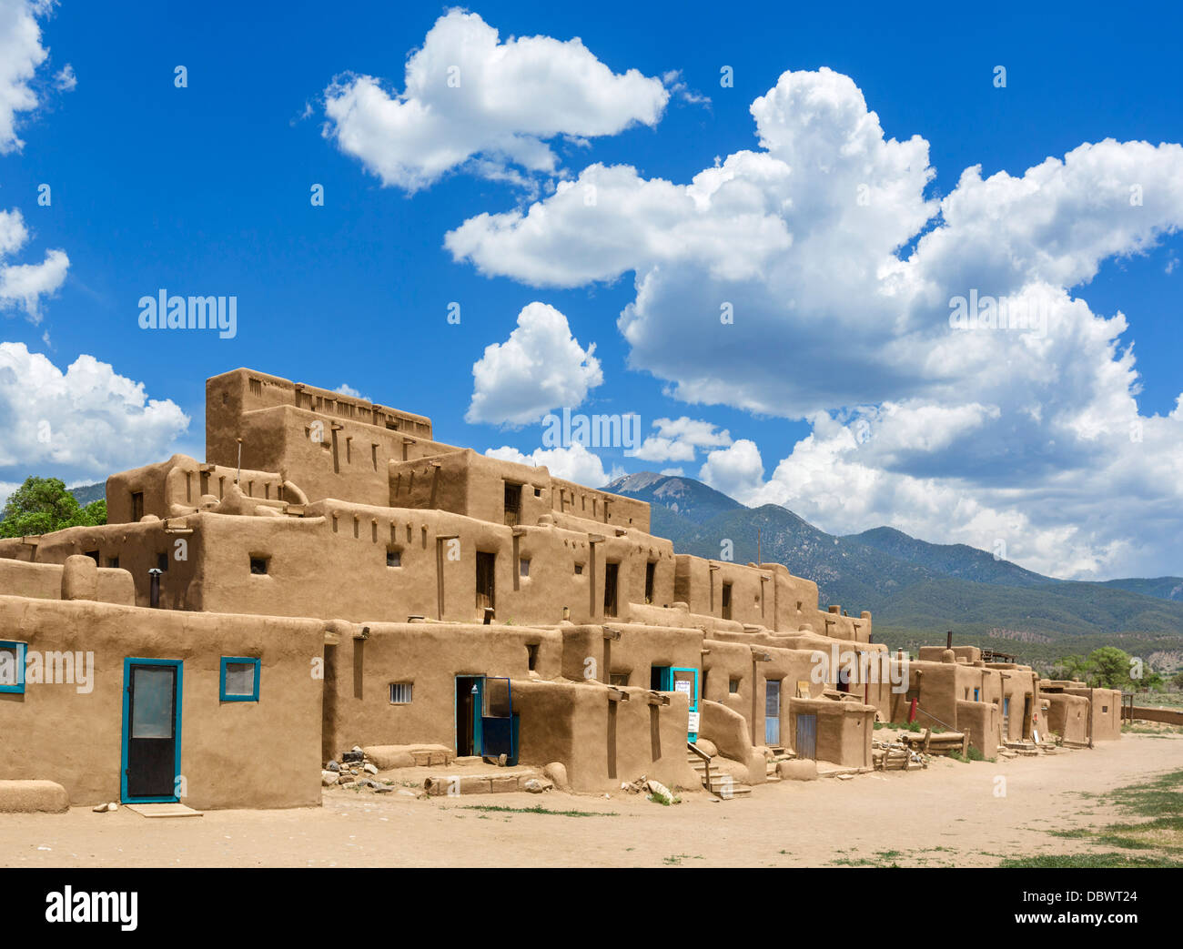 The Hlaauma (North House) native american dwellings in historic Taos Pueblo, Taos, New Mexico, USA Stock Photo