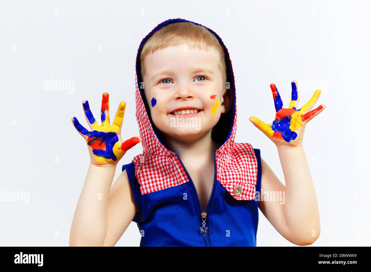 happy child with paint on the hands Stock Photo - Alamy