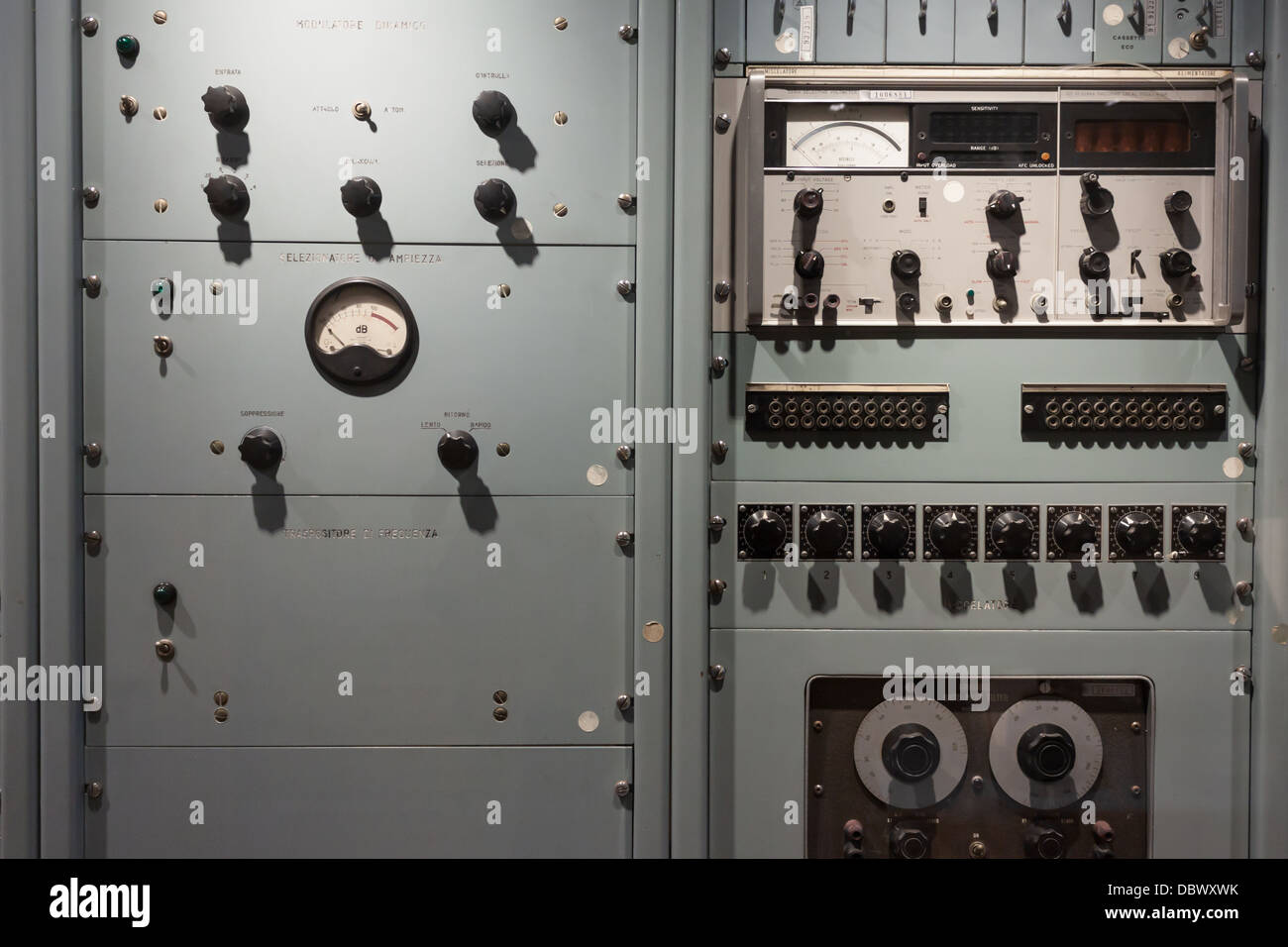 Vintage control panel with knobs Stock Photo Alamy