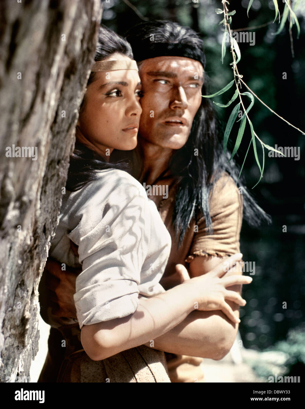 1960s 1962 FILM GERONIMO WITH CHUCK CONNORS AND KAMALA DEVI AS NATIVE AMERICANS Stock Photo