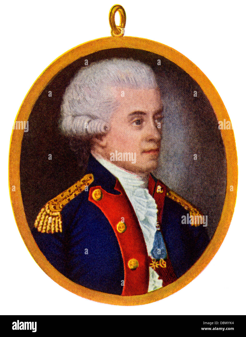 John Paul Jones in naval uniform. Hand-colored halftone reproduction of a Naval Academy portrait Stock Photo