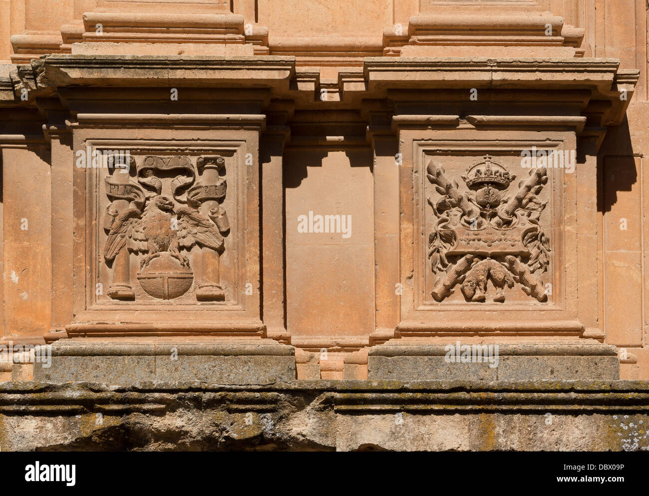 Imperial heraldic ornaments, Charles Ist palace, Alhambra, Granada, Spain. Stock Photo