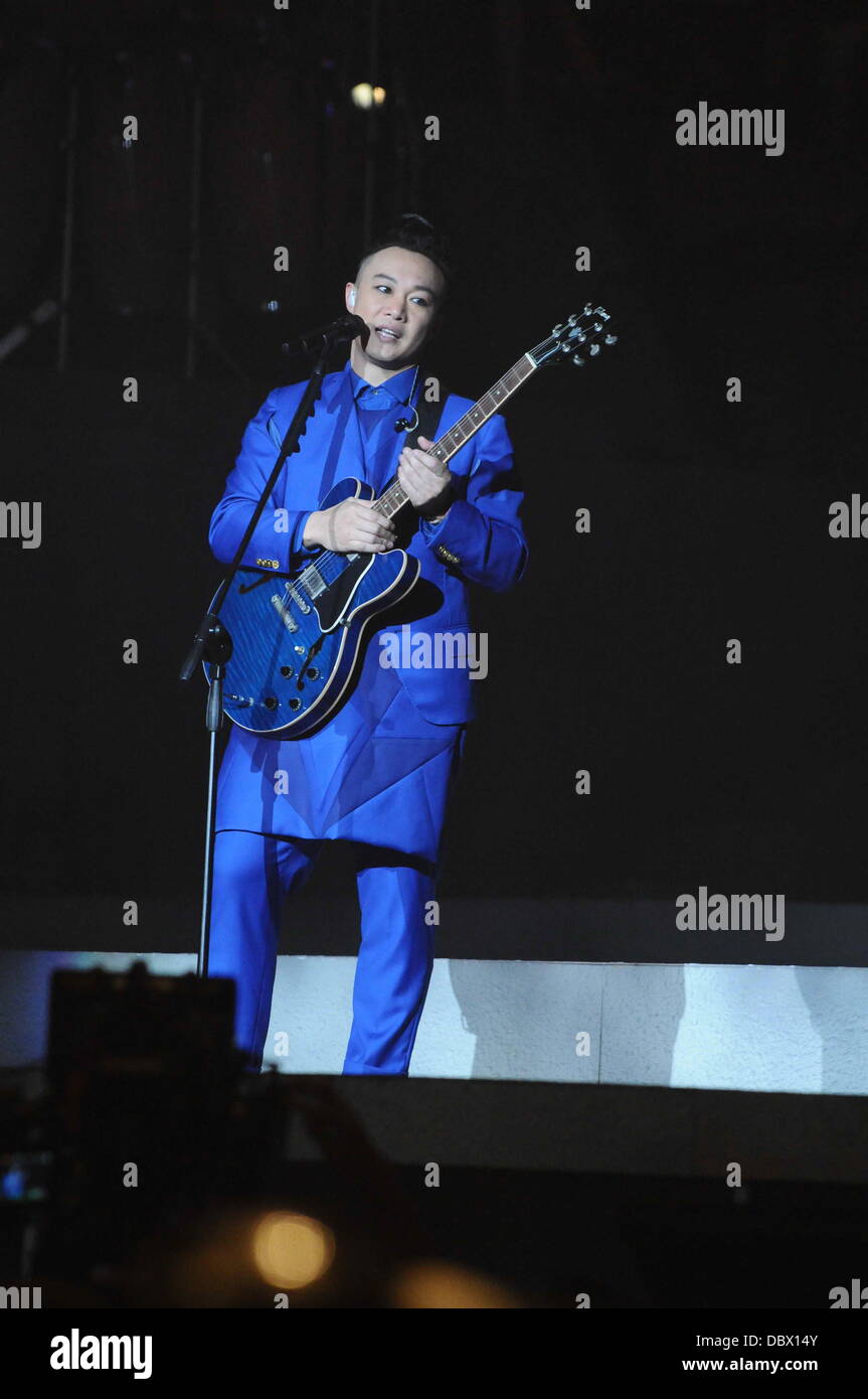 Singer Eason Chan hold his personal concert in Hong Kong,China on