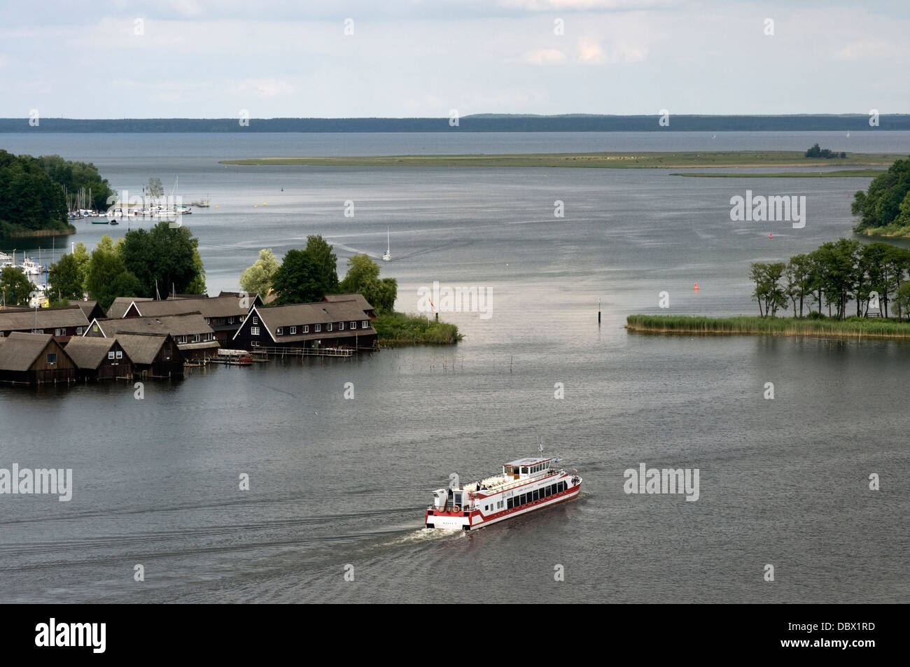 Boat houses on Müritz lake at Roebel, Mecklenburg, Germany. Stock Photo