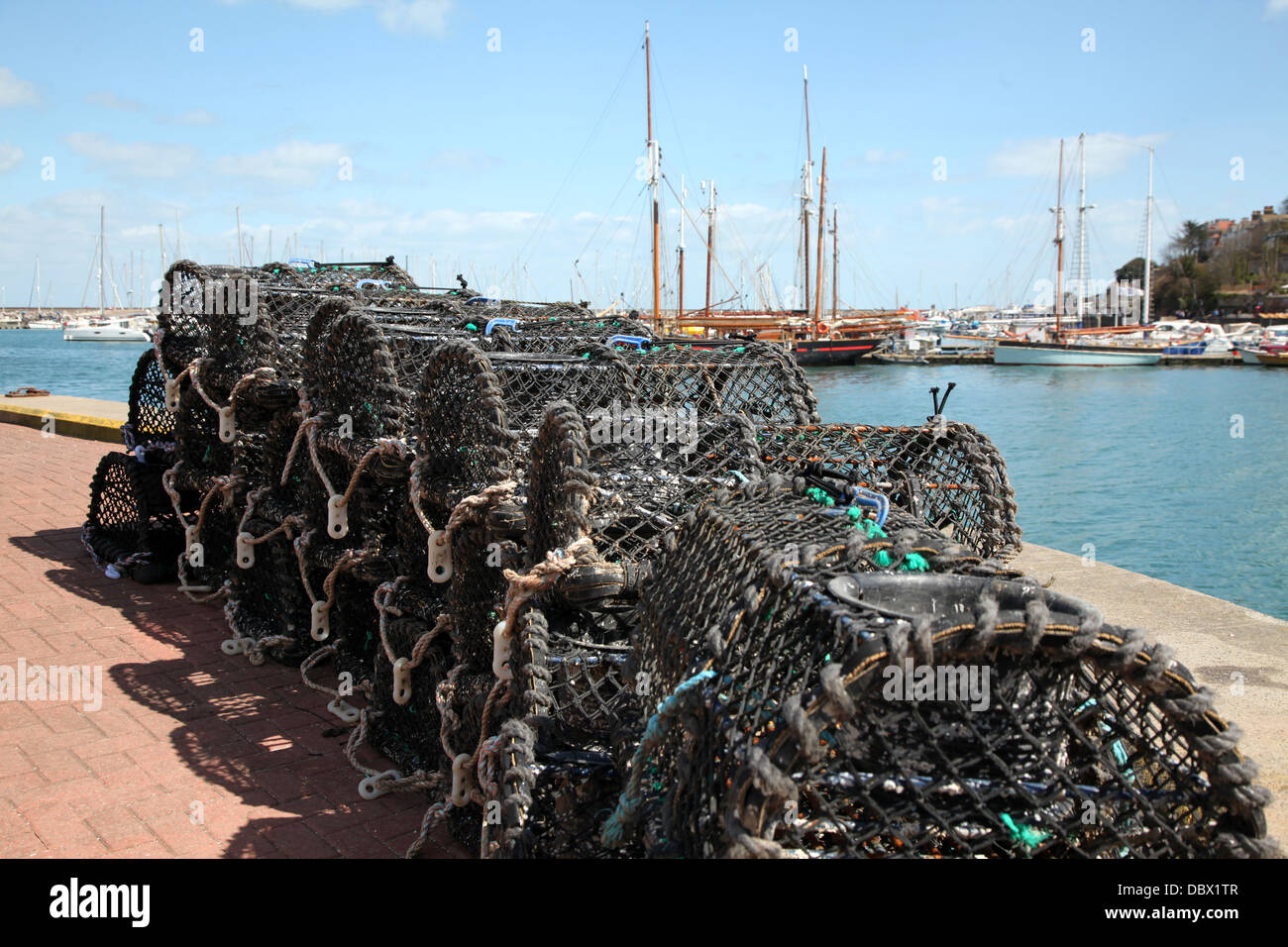 Lobster pots at Brixham Stock Photo Alamy