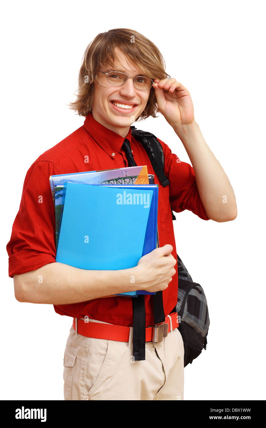 Happy student with books Stock Photo - Alamy