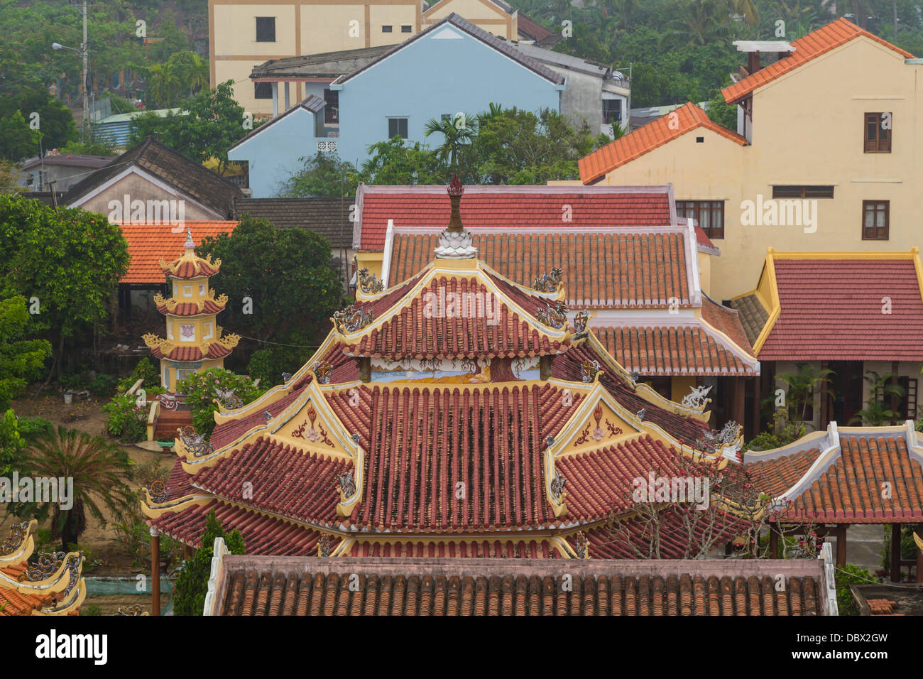 Typical Vietnamese architecture and roof lines in Hoi An, Vietnam, Asia