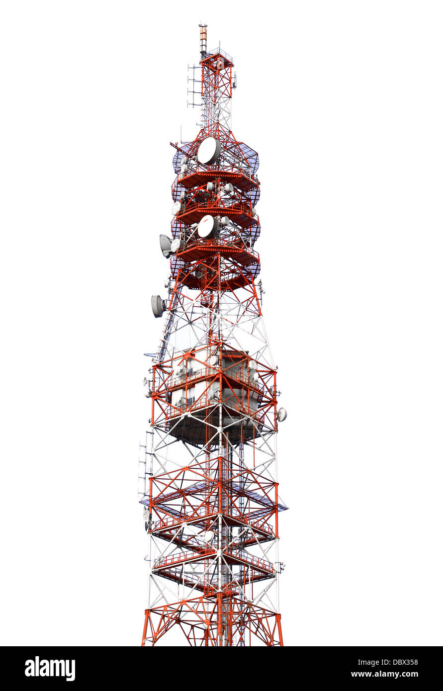 Antenna tower isolated on white Stock Photo