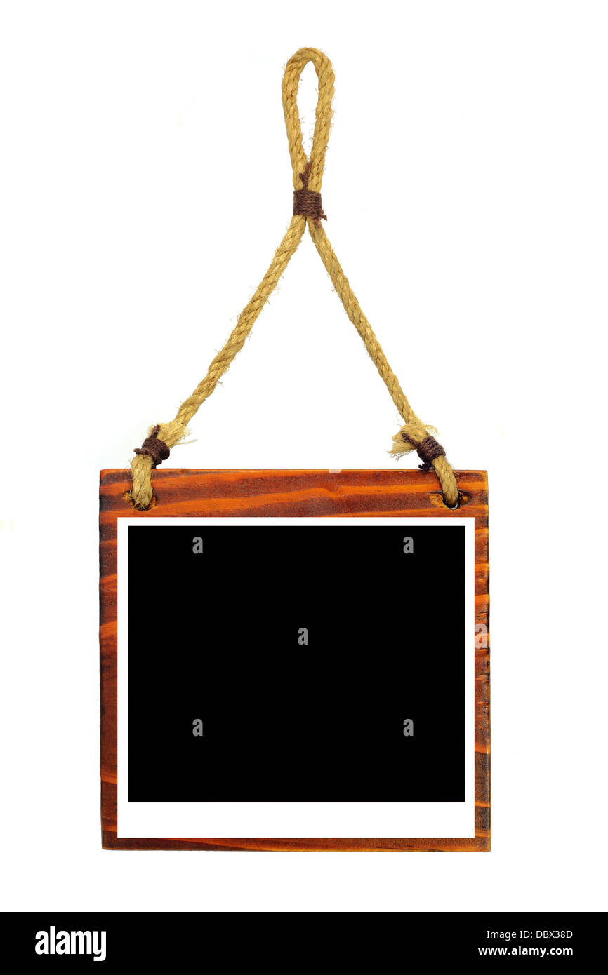 Hanging wooden photo frame Stock Photo Alamy