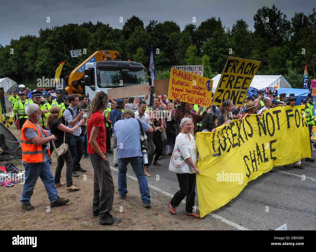 Balcombe, West Sussex, UK. 5th Aug, 2013. Anti-fracking protests continue in Balcombe, West Sussex. © David Burr/Alamy Live News Stock Photo