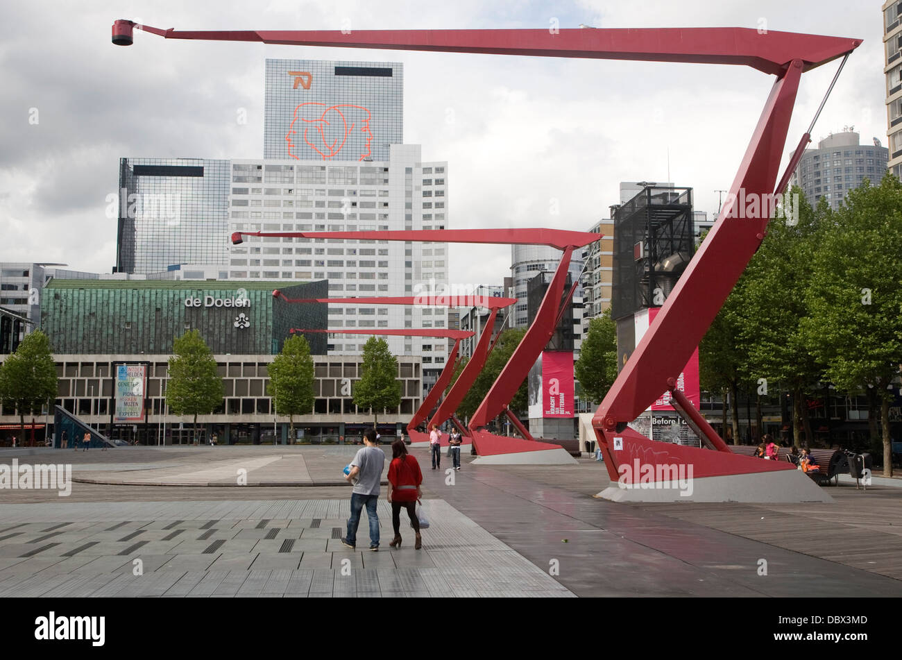 Schouwburgplein square Rotterdam Netherlands designed by Adriaan Geuze Stock Photo