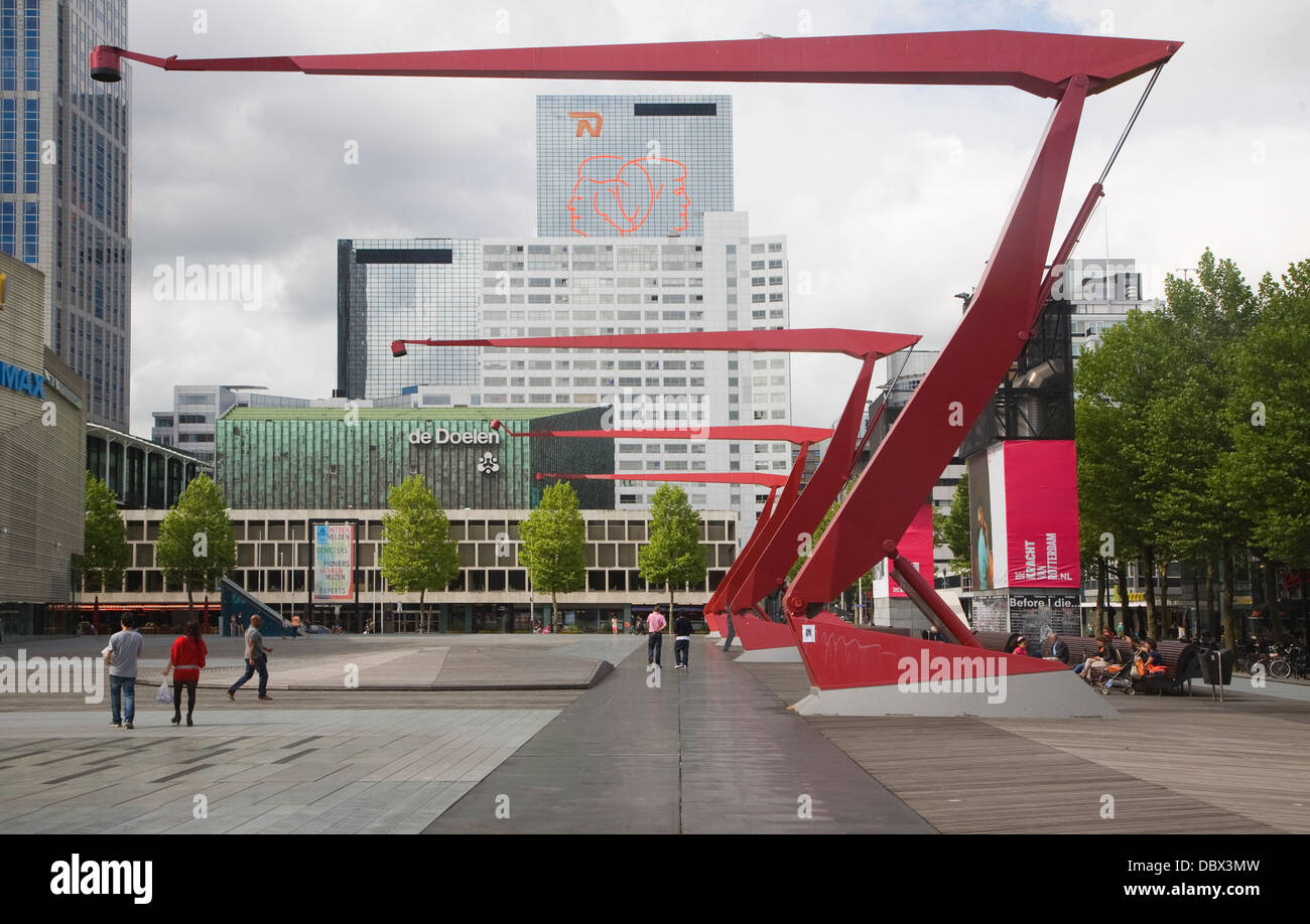 Schouwburgplein square Rotterdam Netherlands designed by Adriaan Geuze Stock Photo