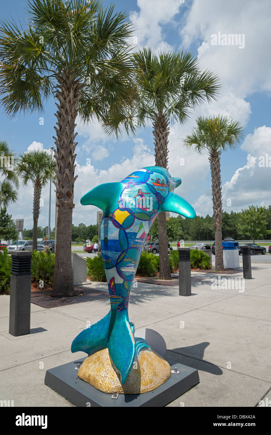 Dolphin Trail sculpture by artist Sandra Blythe at the Florida