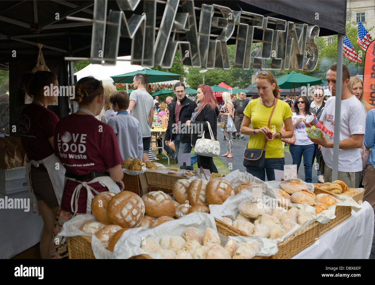 Manchester Outdoor Market Food Stall Stock Photo