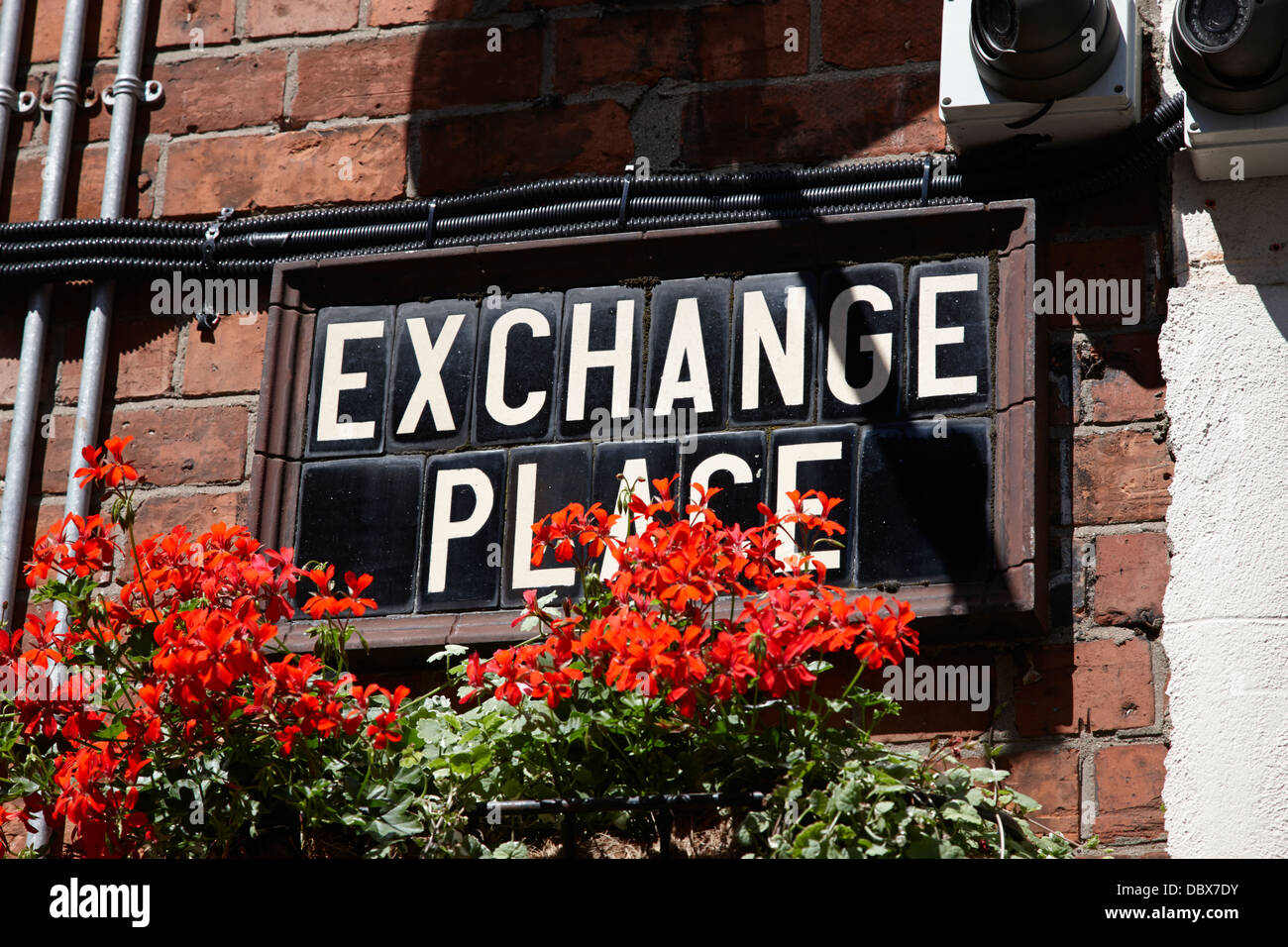 exchange place old Belfast city street names in cathedral quarter Northern Ireland UK Stock Photo