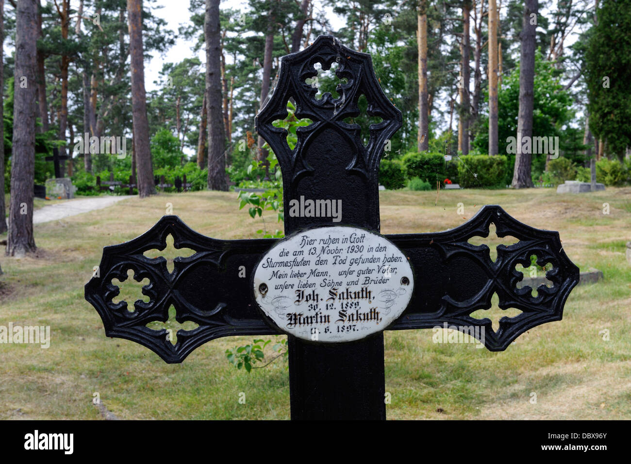 tombstone  in Nida, Curonian Split , Lithuania, Europe Stock Photo