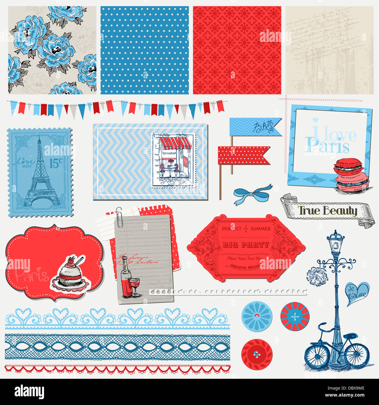 Scrapbook Design Elements - Paris Vintage Set - in vector Stock Photo ...