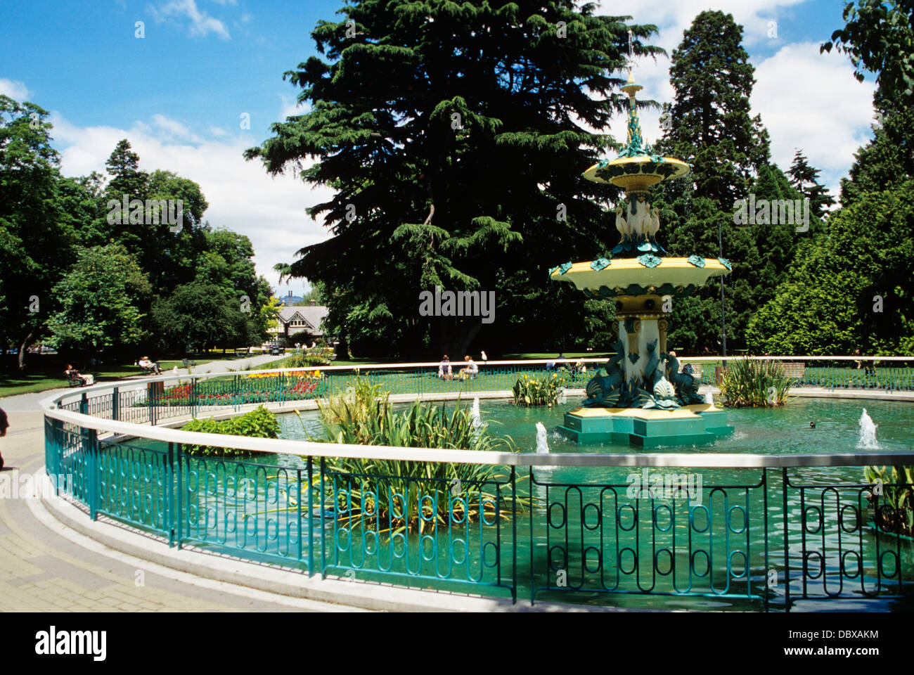 CHRISTCHURCH NEW ZEALAND FOUNTAIN AT CHRISTCHURCH BOTANICAL GARDENS