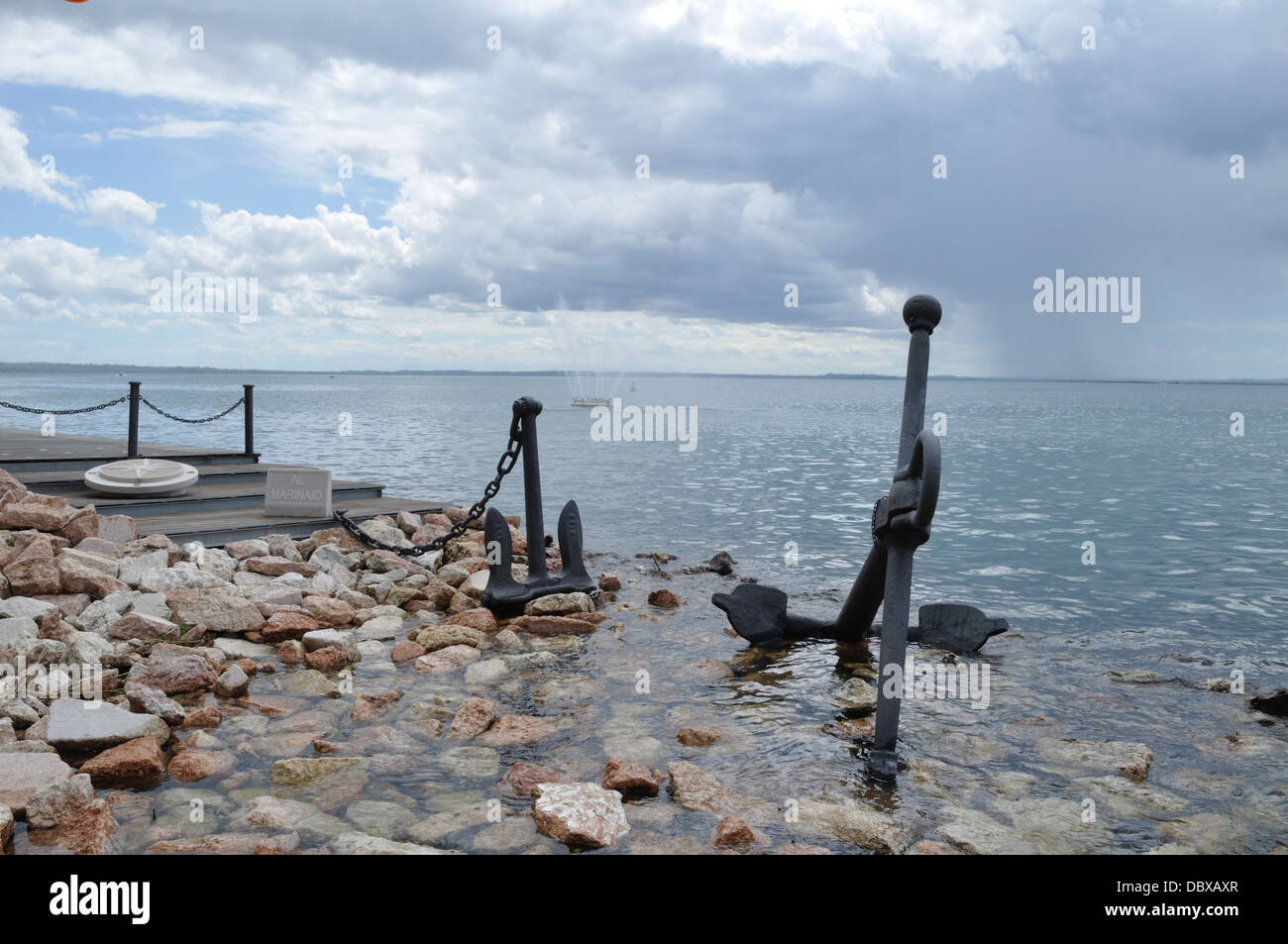 Memorial to sailors on Lake Garda in Bardolino. Stock Photo
