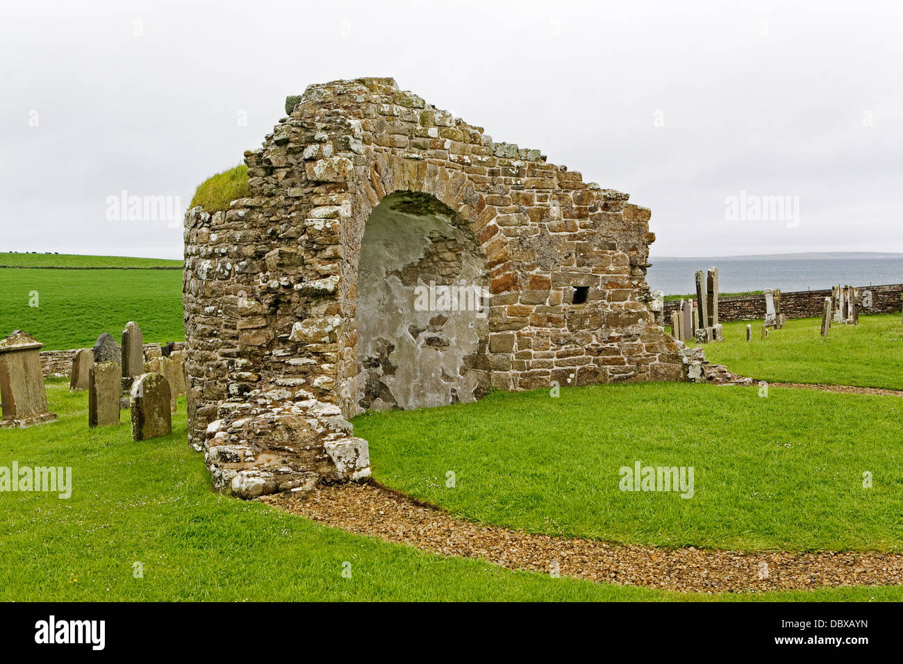 The ruins of the round church at Orphir, Scotland Stock Photo
