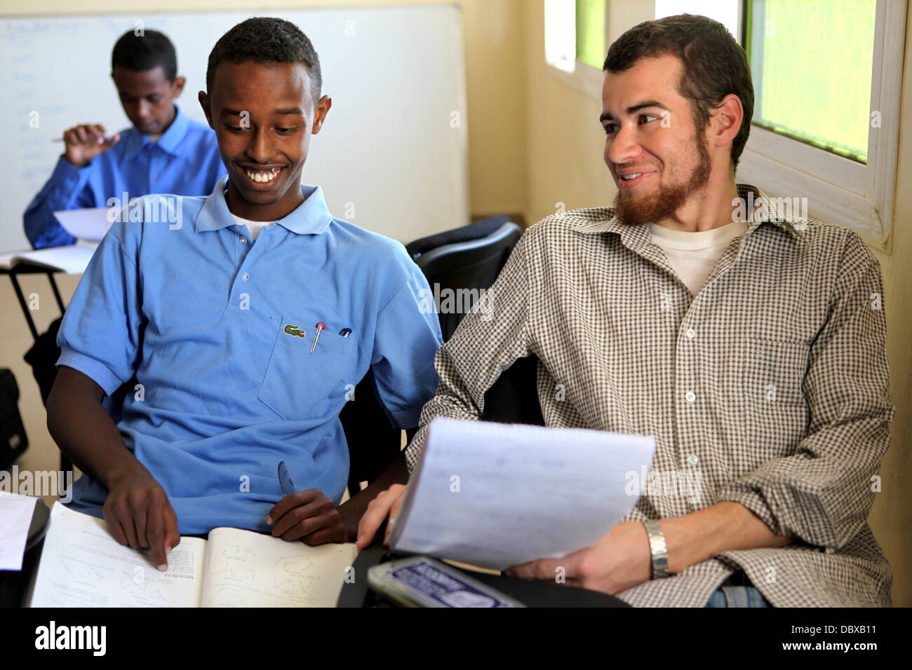 Teacher and student, Hargeysa, Somaliland. Stock Photo