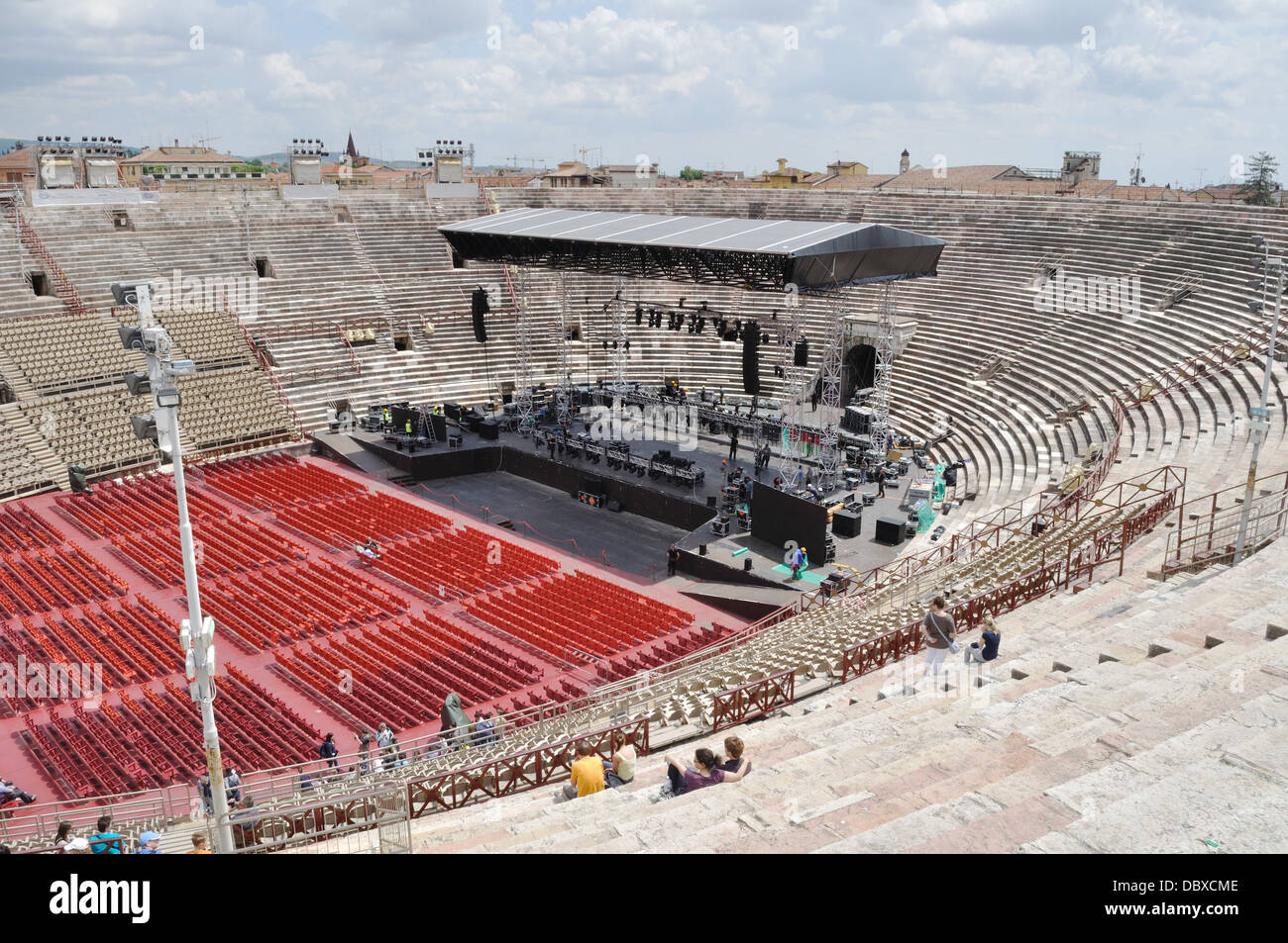 Preparations are under way for the Centennial Opera Festival at the Arena, Verona. Stock Photo