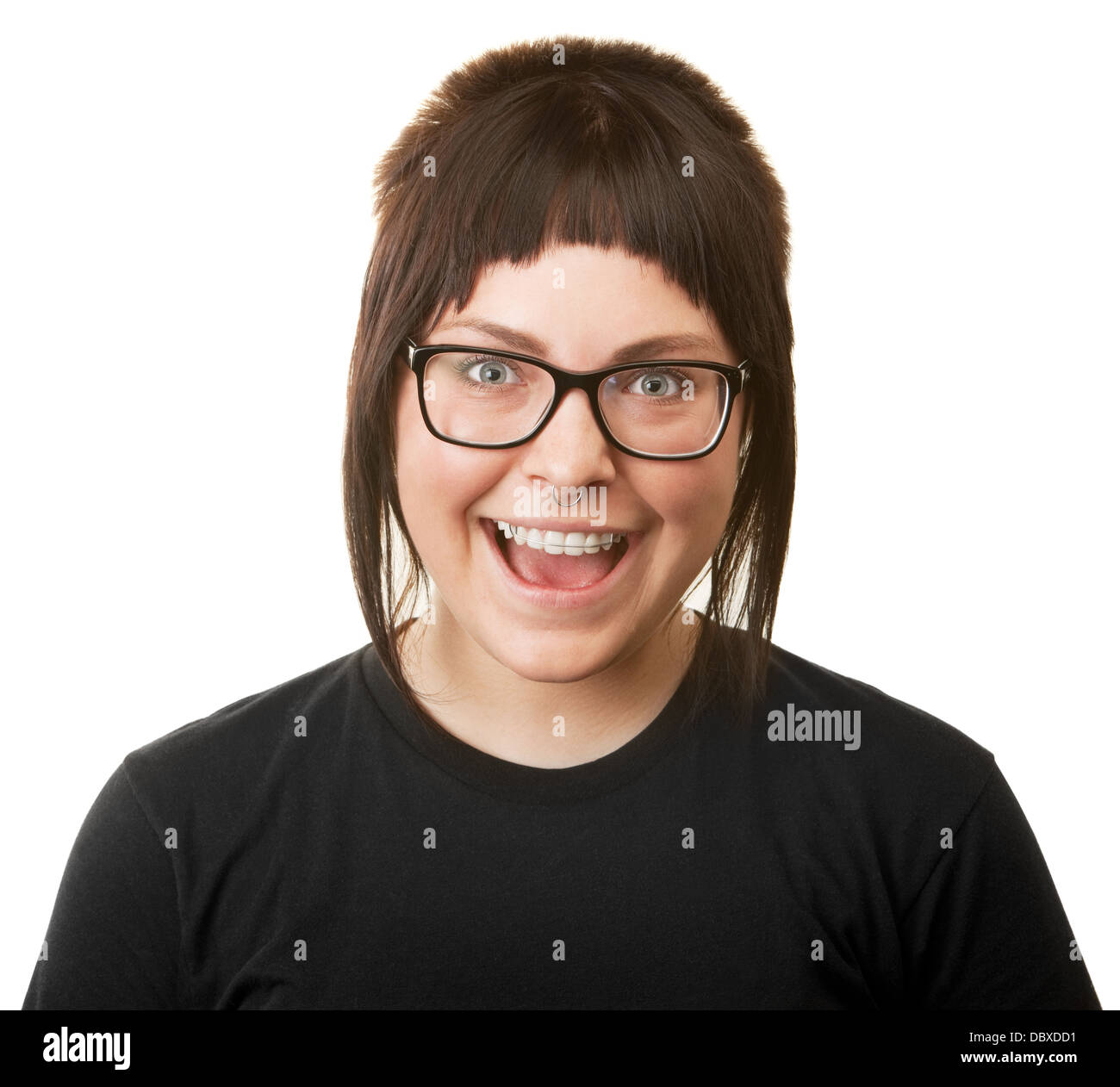 Smiling Woman with Braces Stock Photo - Alamy