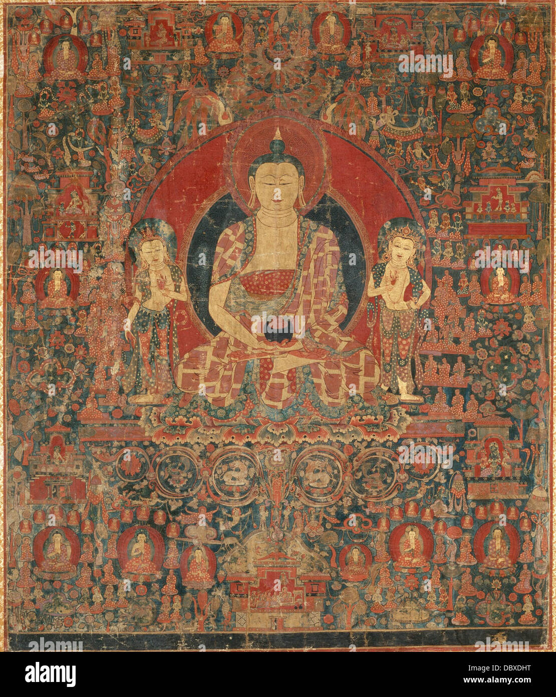 The Jina Buddha of Infinite Light (Amitabha) in His Pure Land Paradise (Sukhavati) M.77.19.12 Stock Photo