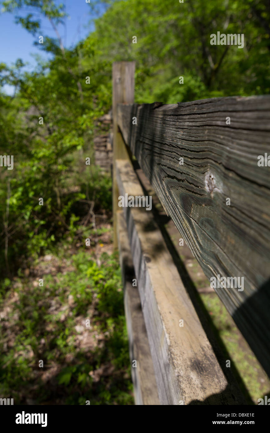 Wooden fence in woods hi-res stock photography and images - Alamy