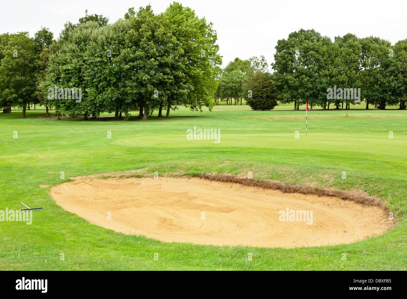 Sand bunker at Thorpe Wood Golf Course, Peterborough, England Stock