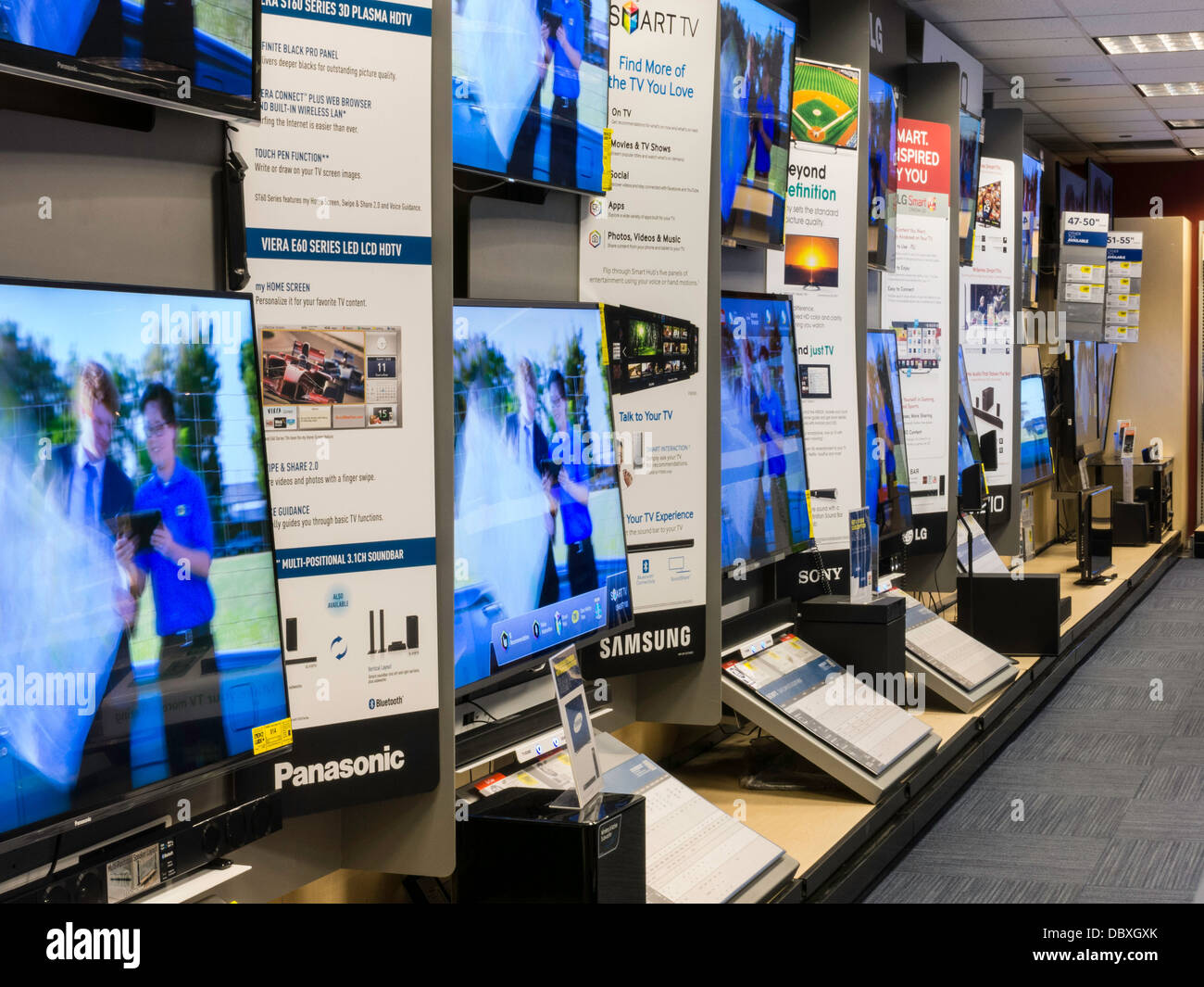 TV (Telly and Tellies) and Home Theater Display in Best Buy, NYC Stock Photo