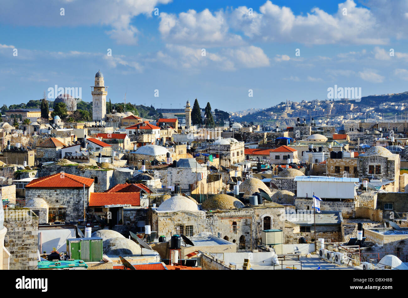 Skyline of the Old City in Jerusalem, Israel. Stock Photo