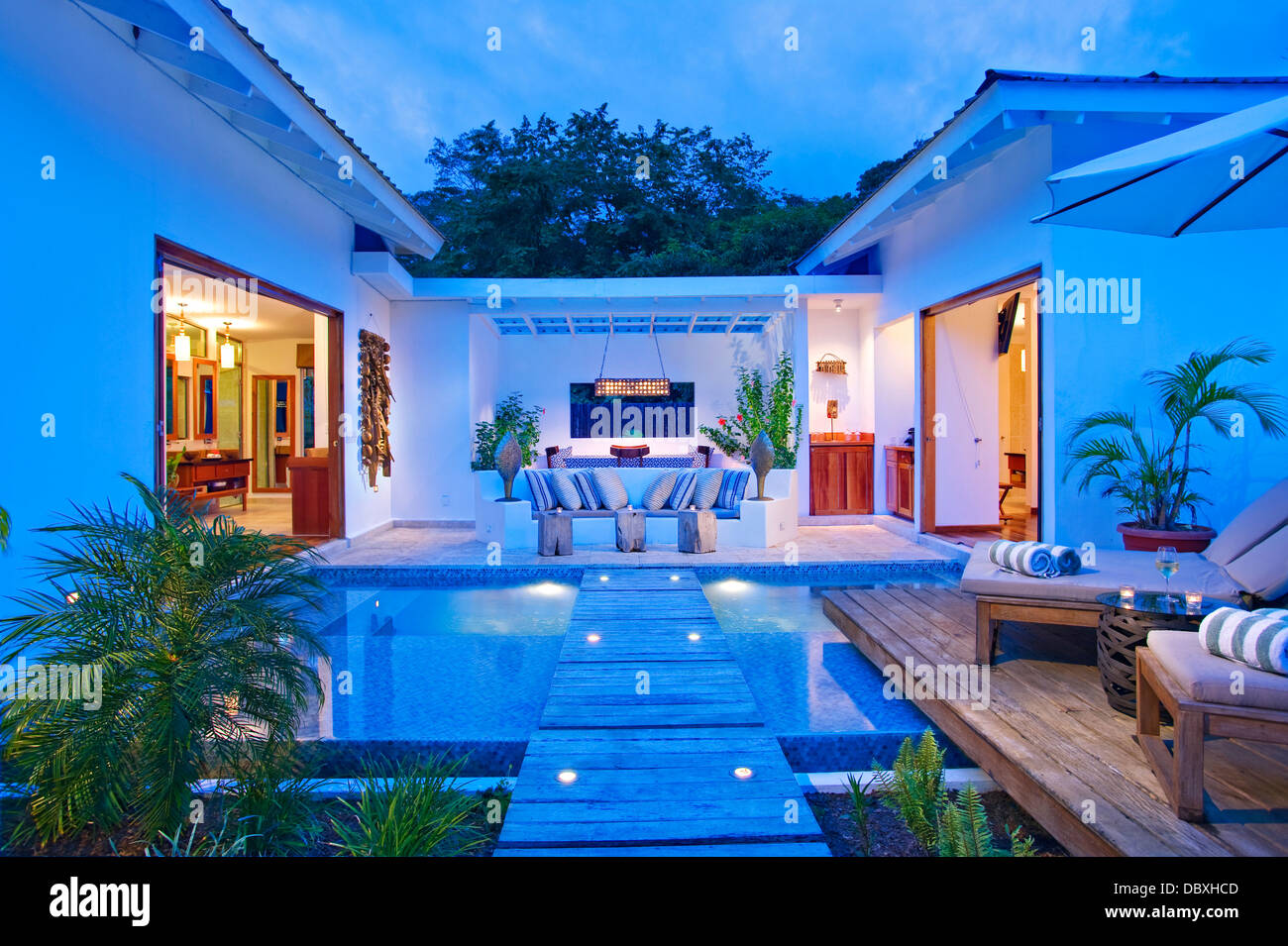 Two-bedroom pool villa at K'aana Belize Boutique Hotel Stock Photo