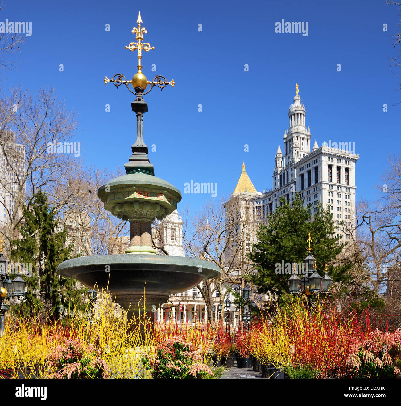 City Hall Park in New York City. Stock Photo
