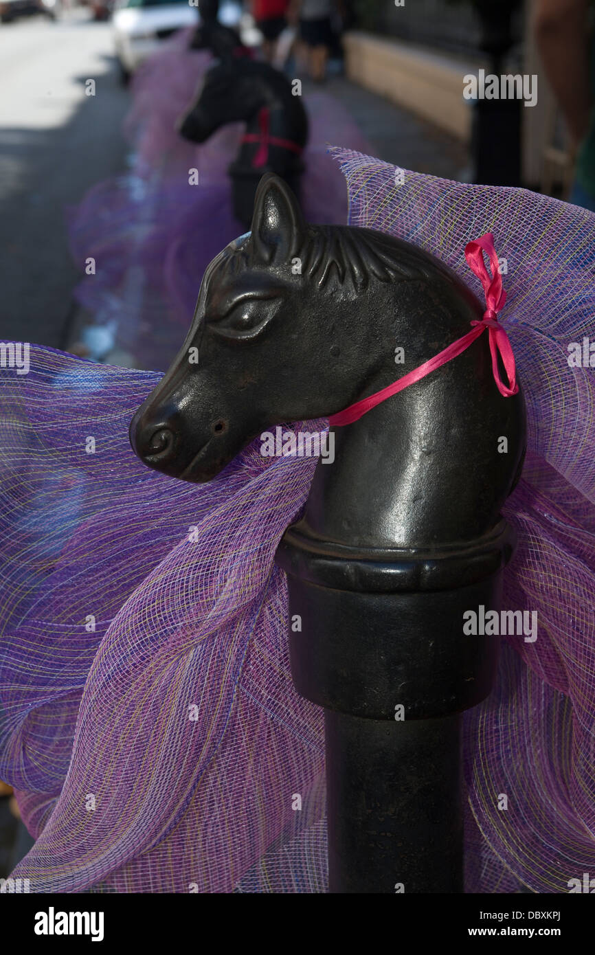 HORSE HEAD HITCHING POST ROYAL STREET FRENCH QUARTER DOWNTOWN NEW ORLEANS LOUISIANA USA Stock Photo