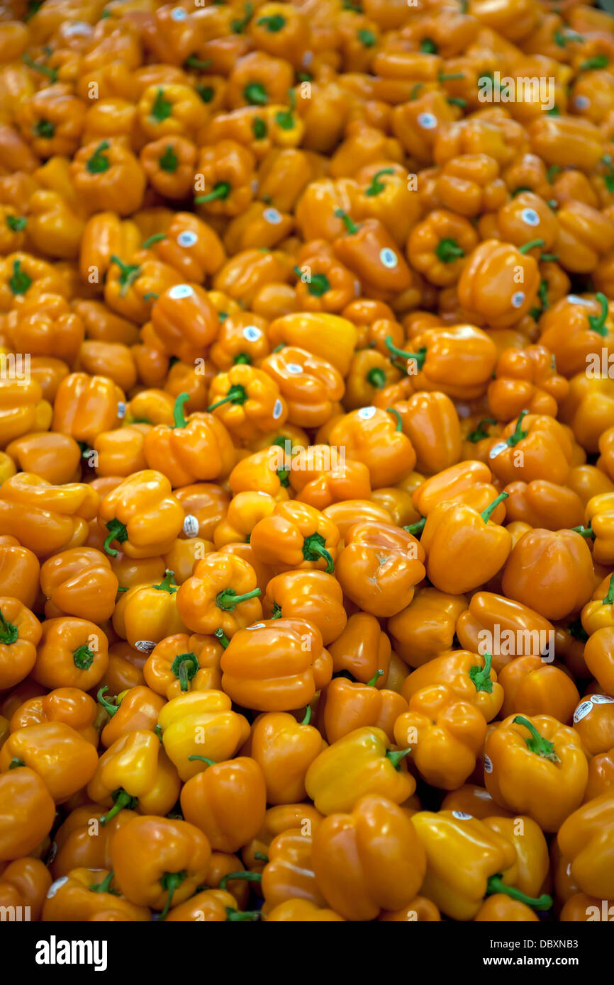 Orange bell peppers Stock Photo Alamy