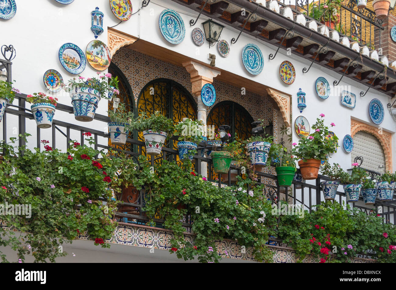 A decorated facade in the streets of Albayzin neighborhood, Granada, Spain. Stock Photo
